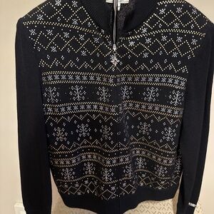 Vintage St John's Sport Knit Black Detailed Sweater Jacket Size M